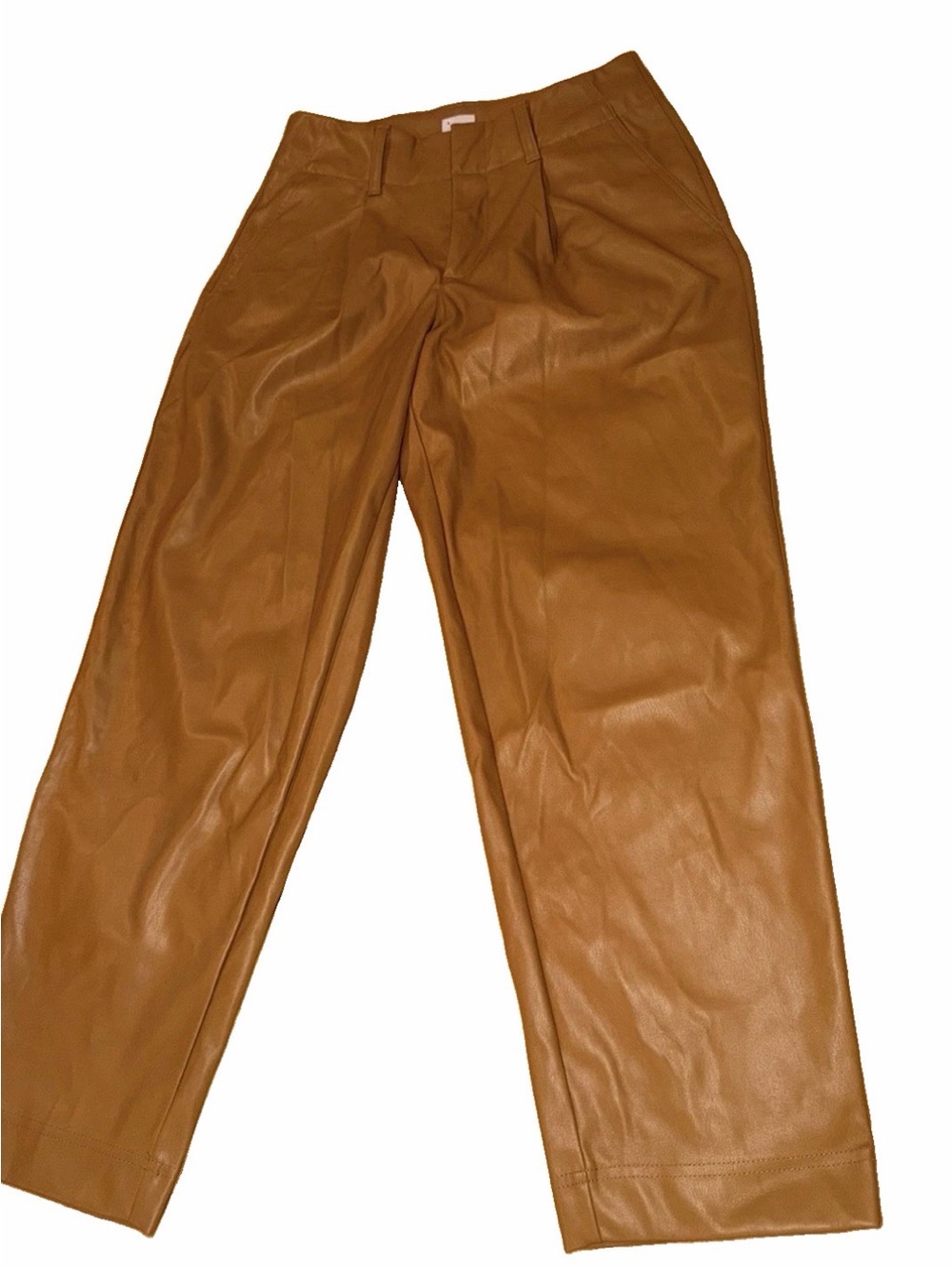 a new day Women’s  Faux Leather Tan-Brown Pants contemporary size 2